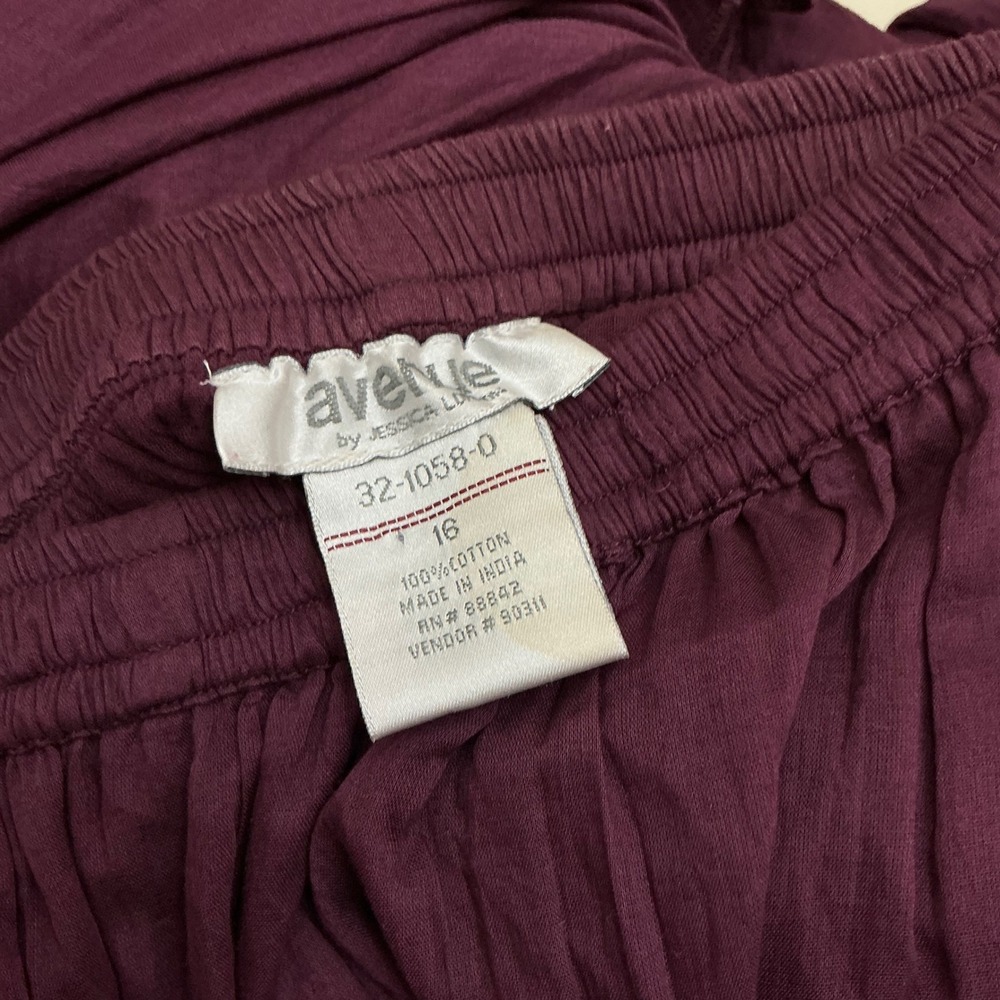 Avenue Burgundy Broomstick Full Maxi Skirt 16 Cotton Boho Festival Dark Academia - Picture 5 of 6